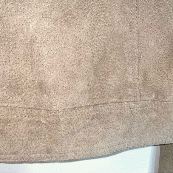 Dollhouse L Suede Leather Jacket Tan Ruffle Coat - Picture 10 of 10